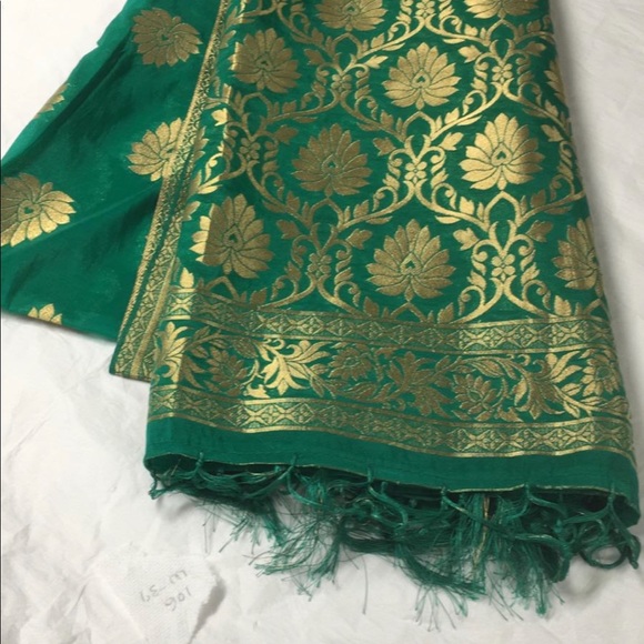 NWOT Indian Dupatta scarf  banarasi tassels full - Picture 9 of 16